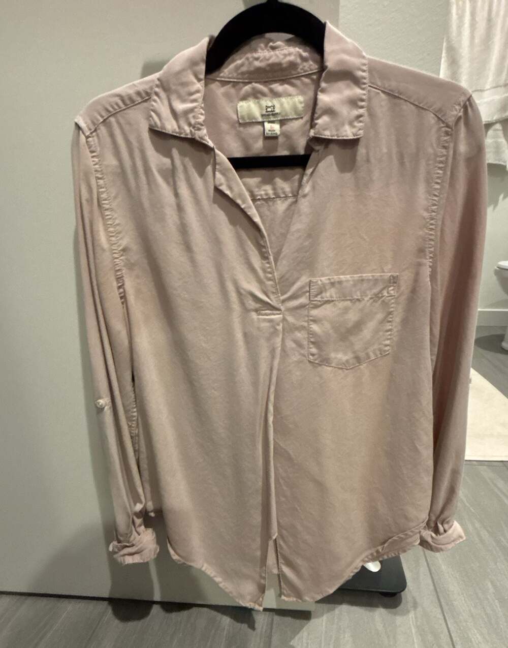 Thread & Supply Pink Long Sleeve Button Down Tie Front Shirt
